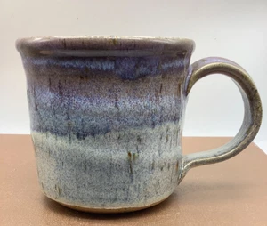 Art Pottery Mug Hand Thrown Drip Glaze Purple/Blue/Gray Drip Glaze, Large, 4” - Picture 1 of 9