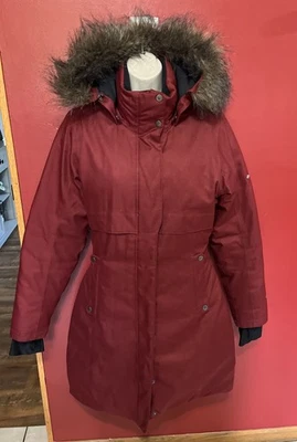 Columbia Omni Heat Apres Arson Long Down Parka Coat Womens Size M Dark Red - Image 1 of 4