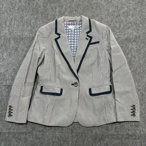 Boden Cotton Nautical One Button Blazer Navy White Striped Jacket Size 8P PETITE - Picture 1 of 19