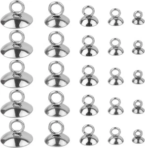 Framendino, 100 Pack 304 Stainless Stee Bead Cap Pendant 100 Pack, Silver - Picture 1 of 7
