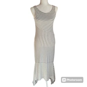 Ella Moss Kaylee Gray Striped Bodycon Maxi Women's Dress Junior's Size M - Picture 1 of 11