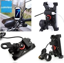 7/8" Handlebar Mirror Bar Motorcycle Phone Holder Mount USB Charger+Accessories