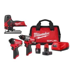 Milwaukee Cordless Jig Saw w/ Drill + Impact Combo Kit 12V Li-Ion Brushless - Picture 1 of 11