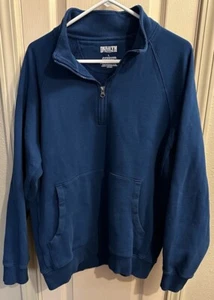 Duluth Trading Co Mens Lg Blue 1/4 Zip Long Sleeve Pocketed Sweater - Picture 1 of 4