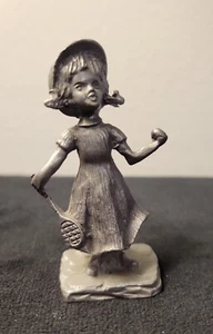  John Sullivan Pewter Figurine 1975 Girl Playing Tennis - Picture 1 of 5