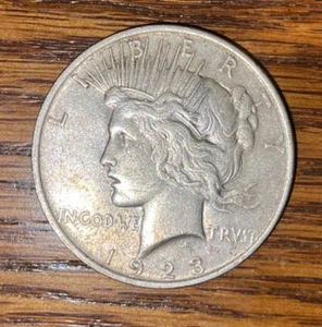 Dólar de la Paz 1923 90 % plata cabeza de libertad de Estados Unidos guardada en caja fuerte sin clasificar 008 - Imagen 1 de 2