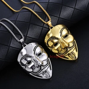 Halskette Maske des Jokers Hip-Hop Persönlichkeit schlicht atmosphärisch Vintage Unisex Neu - Bild 1 von 5