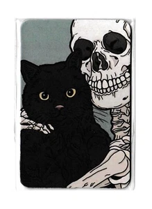 magnet aimant squelette et chat pour frigo voiture ou marquage - Picture 1 of 2