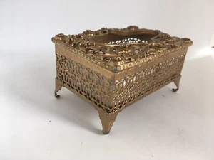 Kleiner Taschentuchhalter Hollywood Regency Stil goldfarben Metall - Bild 1 von 10