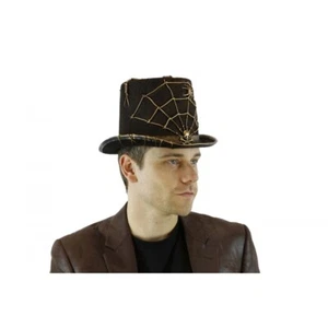 Steampunk Top Hat Halloween Costume Masquerade Accessory w/ Spider Web [Gold] - Picture 1 of 3