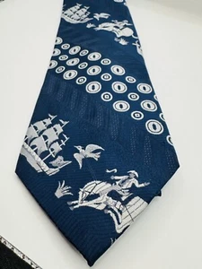 SEARS Vintage Brocade Colonial Ship Horseback Woven Tie - Picture 1 of 5