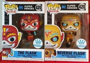 Funko Pop DC Heroes Dia De Los Muertos - The Flash #420 & The Reverse Flash #420 - Picture 1 of 11