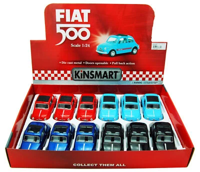 FIAT 500 CON TECHO CORREDIZO DIECAST CAJA DE 12 COCHES DIECAST ESCALA 1/24, SURTIDO Foto 1 de 4