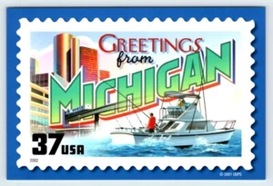 Grüße aus Michigan große Briefe unbesendet 4x6 Postkarte USPS SBP23 - Bild 1 von 2