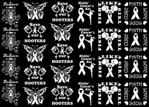 Breast Cancer Awareness 26 pcs 1 Inch White Fused Glass Decals - Picture 1 of 2