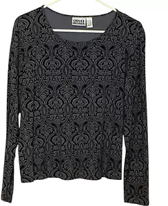 Chicos Design Top Donna 2 US Large Nero Grigio Design Slinky Elasticizzato Casual - Foto 1 di 3