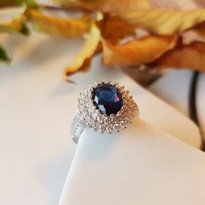 Elegant Diana Inspired Cubic Zircon S925 Silver Ladies Ring - Picture 1 of 6