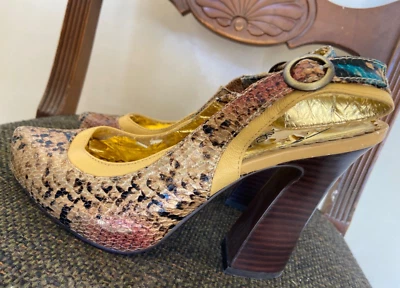 NAUGHTY MONKEY Slingback SEXY-AF Tacón Cuero TEXTURIZADO ESTAMPADO PITÓN BIRMANO 7.5 Foto 1 de 4