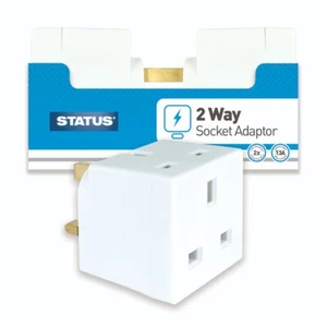 2 WAY 3 PIN ADAPTER SOCKET HOUSEHOLD MULTI PLUG UK MAINS 13AMP DOUBLE SOCKET - Picture 1 of 8