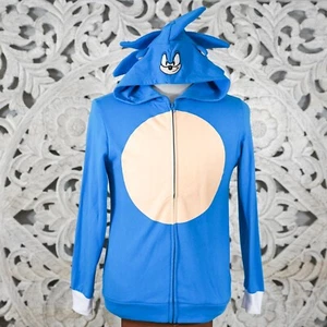 Sonic the Hedgehog Costume Blue Zip-Up Hoodie - XL Vintage - Picture 1 of 8