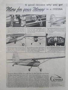 7/1946 PUB CESSNA AIRCRAFT WICHITA AVION CESSNA 120 140 FLUGZEUG ORIGINAL AD - Imagen 1 de 1