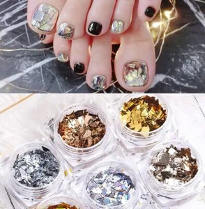 6 frascos de papel de aluminio irregular llamativo dorado y plateado/lentejuelas láser caramelo Nai - Imagen 1 de 12