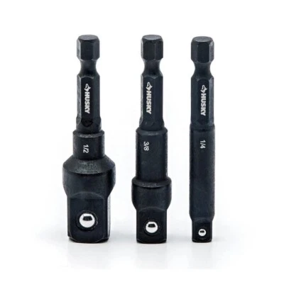 HUSKY 3-Piece 2.5” x 1/4”, 3/8”, 1/2” Impact Socket Adapters Set, HISKDRAPT3PCNN - Image 1 of 4