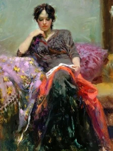 Pino Daeni,Hand-painted Portrait oil Painting On Canvas 24x36inch #103 Unframed - Picture 1 of 5