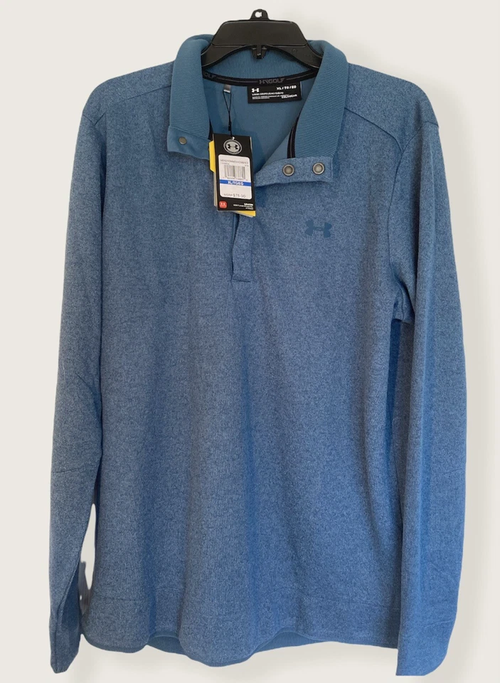 Under Armour Golf Storm Sweater Fleece Snap Mock Blue 1329832-414 Men Sz XL