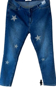 JEANS  mit GLITZERSTERNEN  - blue denim  Gr. 44  used look - Bild 1 von 5