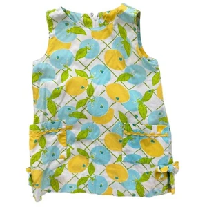 Vtg Lilly Pulitzer Mini Shift Dress Girls Yellow Blue Lemon Print Size 2T - Picture 1 of 8