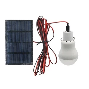 Outdoor Solar Panel Powered LED Bulb Lamp Portable Camp Tent Fishing Light Hook - Picture 1 of 12