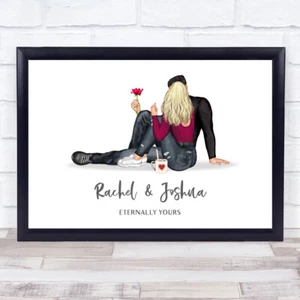 Rose Hot Chocolate Romantic Gift For Him or Her Personalised Couple Print - Picture 1 of 6