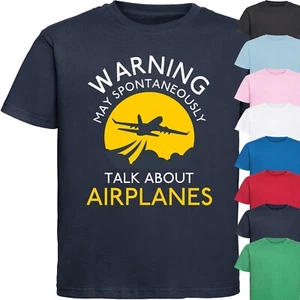MAY SPONTANEOUSLY TALK ABOUT AIRPLANES KIDS T-SHIRT planes Fun Children's Top - Picture 1 of 17