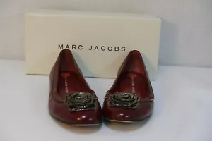 Marc Jacobs Womens Burgundy Leather Ballet Flat Shoes Size 8.5 Flower Accent - Picture 1 of 6
