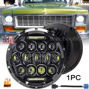 Black DOT 7" Round Led Headlight Hi/Lo Lamp for Chevy Truck C10 C20 C30 K10 LUV - Picture 1 of 11