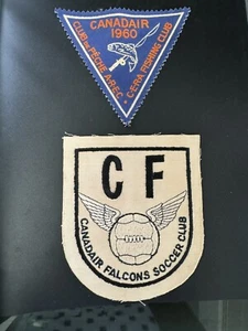 2 Vintage 60er Jahre CANADAIR Aufnäher / Club De Peche Fishing & Falcons Soccer Club - Bild 1 von 7
