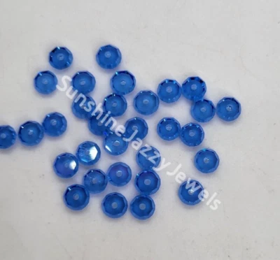 24pc Swarovski Crystal Sapphire Flat Spacer Rondelle 5350 Beads; 5mm or 6mm - Image 1 of 3