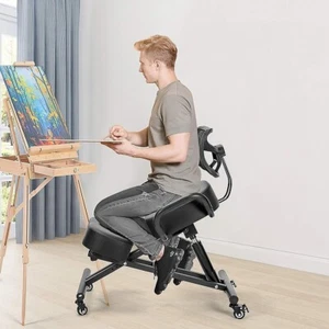 Ergonomic Kneeling Posture Chair with Backrest Adjustable Height and Casters - Picture 1 of 7