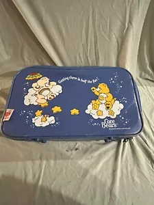 Vintage Care Bears Suitcase Luggage Blue 80s Carry On Kids Funshine Travel Case - Picture 1 of 8