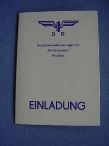 Reichsbahnausbesserungswerk Potsdam Einladung z. 150jährigen Bestehens 1988 DDR - Bild 1 von 3