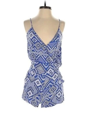 Romper casual Bloomingdales azul olivaceo estampa tribal surplice ~ L M3020 - Imagem 1 de 4