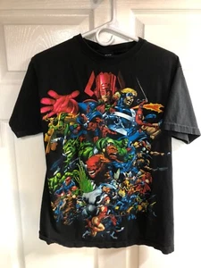 Y2K Vintage Marvel Mad Engine All Characters T-Shirt M All Over Print - Picture 1 of 12