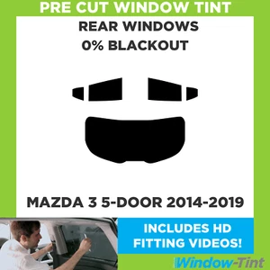 For Mazda 3 5-door Hatchback 2014-2019 Pre Cut Window Tint Rear 0% Blackout Film - Picture 1 of 10
