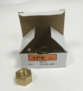 5/8-11 BRASS FIN HEX NUTS -- LOT / BOX OF 5 PCS - Picture 1 of 3