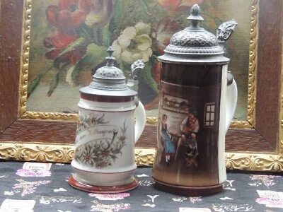 2 CHOPE ALLEMANDE PORCELAINE PEINTE LITHOPHANIE COLLECTION  VILLINGEN réf/201 - Photo 1/4