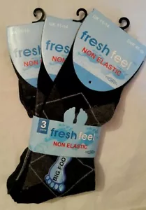 NEW Fresh Feel Big Foot Non Elastic Mens Socks (Ideal for Diabetics) 3 Pk 11-14 - Picture 1 of 3