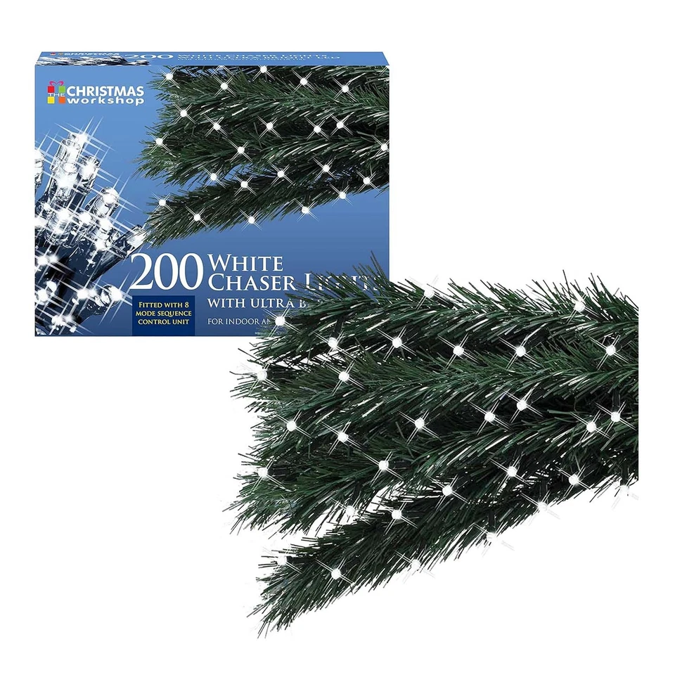 Benross Christmas Lights 200 Ultra Bright LED String Chaser White Light 7470