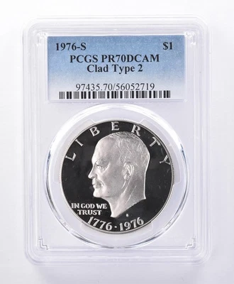 Dólar Eisenhower 1976-S T2 $1 revestido tipo 2 PR70 DCAM PCGS etiqueta azul *7735 Foto 1 de 3