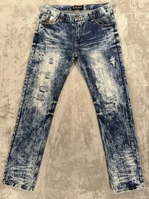 Rue21 CJ Black Premium Jeans Mens 34x34 Blue Acid Wash Low Rise Slim Straight - Image 1 of 4
